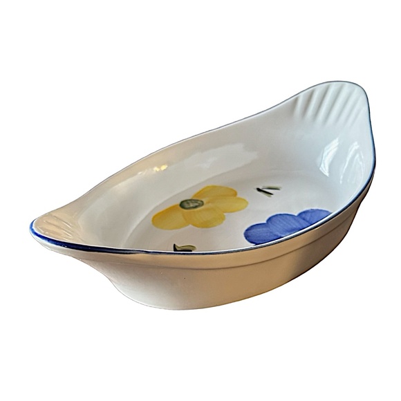 MAXAM Serving Bowl Casserole Dish 10.5”x 6” Floral Hand Painted Portugal - Picture 1 of 7